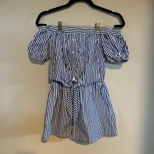 Nautical Striped Off the Shoulder Romper